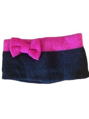 Bow ski black & pink headbands knit strip one size new with tags